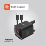 PORODO DUAL PORT WALL CHARGER WITH C TO LIGHTING CABLE
