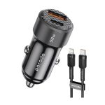 PORODO 50W DUAL PORT CAR CHARGER BRAIDED CABLE C-LIGHTNING