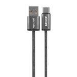 PORODO WOVEN BRAIDED USB-A TYPE-C CABLE DATA & FAST CHARGE ALUMINUM SHELL 1.2M/4FT BLACK