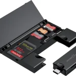 PORODO BLUE 2 IN 1 CARD READER WITH CARD HOLDER