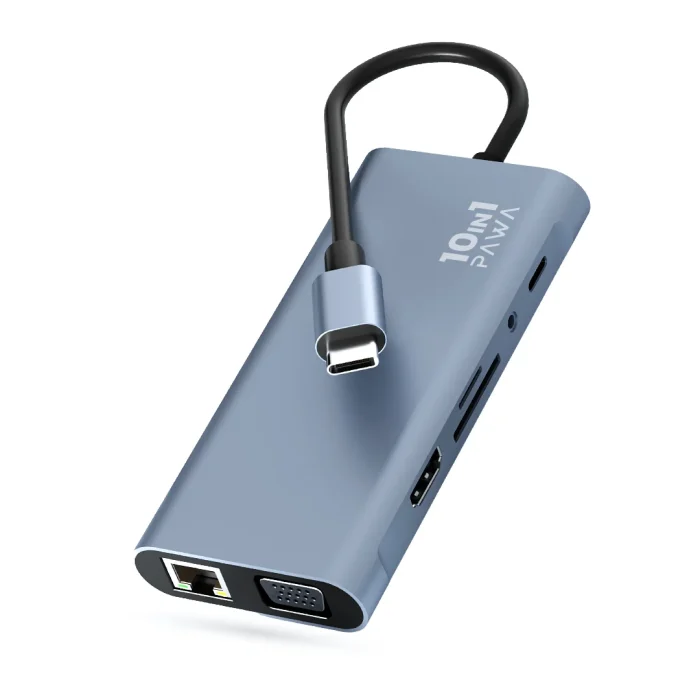 PAWA 10 IN 1 USB-C HUB WITH HDTV & VGA 100W