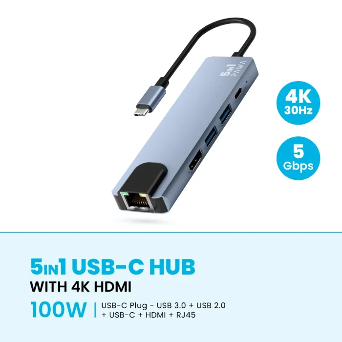 PAWA 5IN1 USB-C HUB WITH 4K HDTV