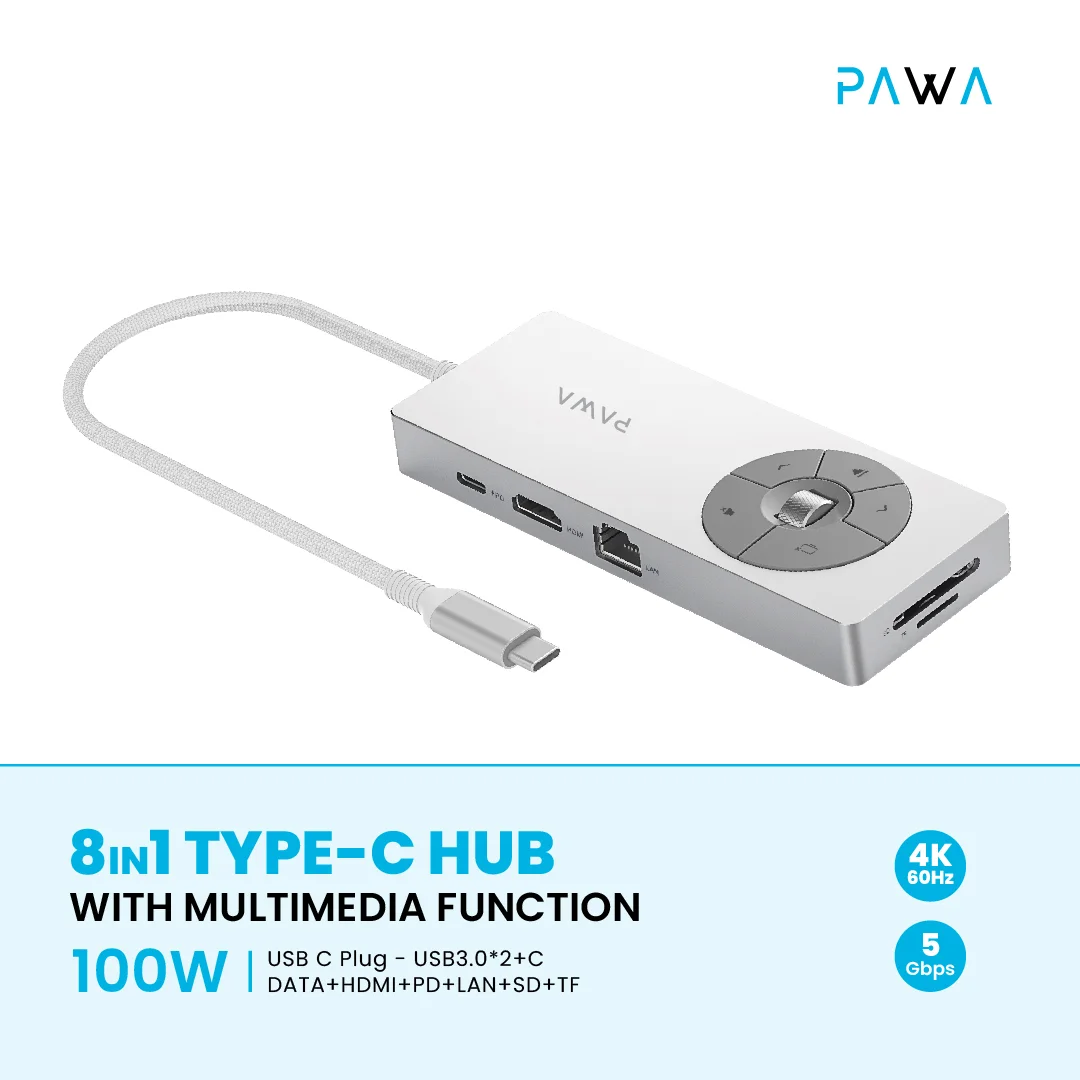 1758896159_1807797734_Pawa208IN120Type-C20Hub20With20Multimedia20Function20PD100W20PW-THUB8124202.webp Pawa 8IN1 Type-C Hub With Multimedia Function PD100W PW-THUB8124 - Image 1