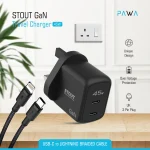 PAWA STOUT GAN TRAVEL CHARGER WITH DUAL PD PORT 45W C-L