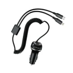 PAWA SOLID CAR CHARGER DUAL PORT WITH C TO LIGHTING CABLE