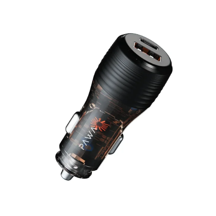 PAWA SOLID CAR CHARGER DUAL PORT PD+QC 51W - TRANSPARENT
 PW-CC51WCA1-TP