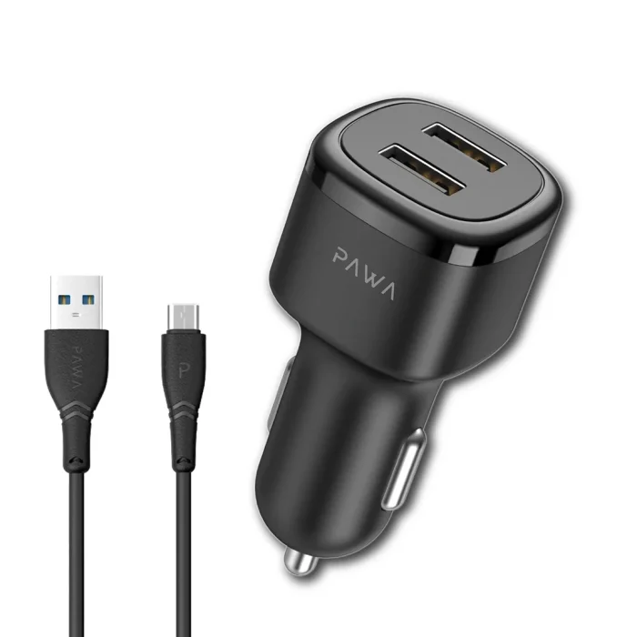 PAWA SOLID CAR CHARGER DUAL PORT MICRO