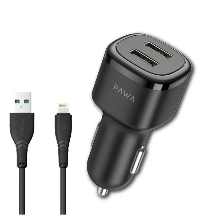 PAWA SOLID CAR CHARGER DUAL PORT LIGHTNING
