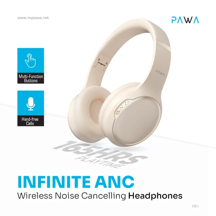 Pawa INFINITE ANC Wireless Noise Cancelling Headphone - Cream PW-HFIAN165-CR
