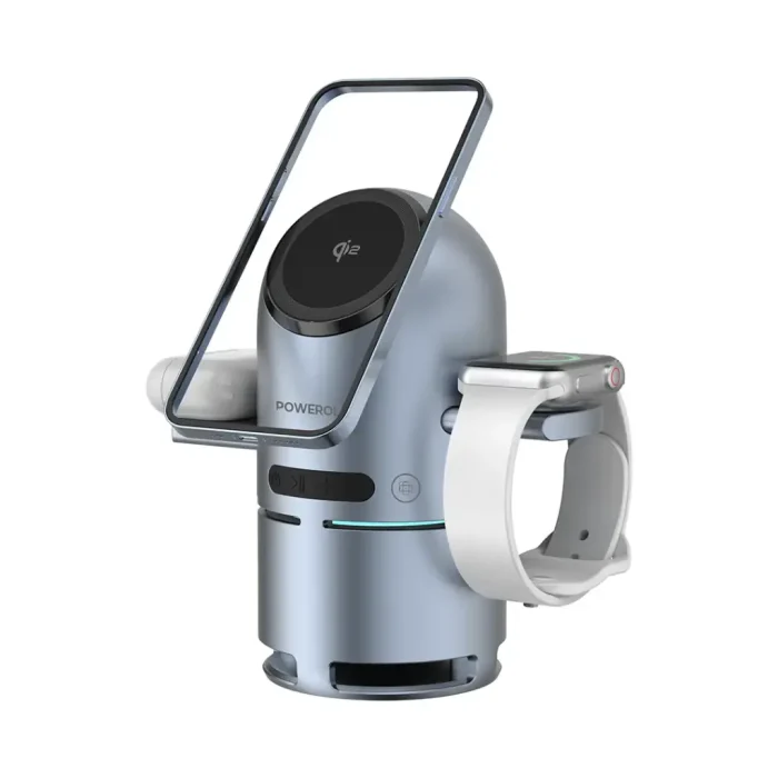 Powerology Qi2 Speaker Charge Station-Grey PWCUQC039