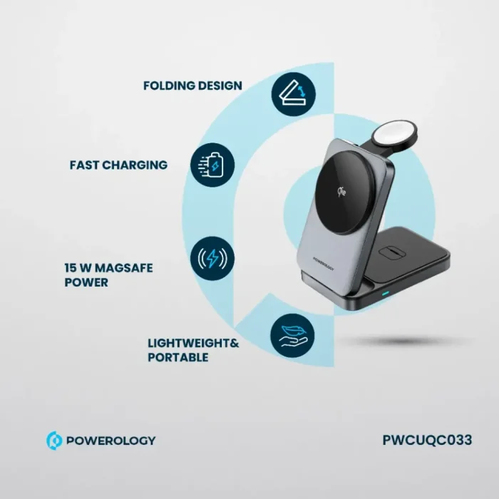 Powerology Qi2 Fast Charging Multi-Device Hub Black PWCUQC033