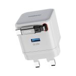 POWEROLOGY GAN PD35W DUAL-PORT CHARGER WITH RETRACTABLE CABLE - WHITE