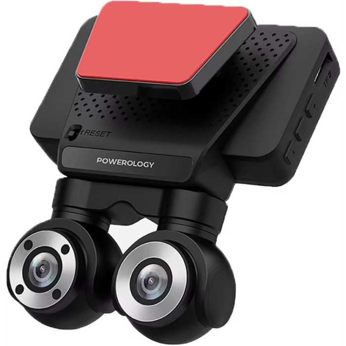 Powerology Dual Lens Dash Camera-Black P4KCAM108