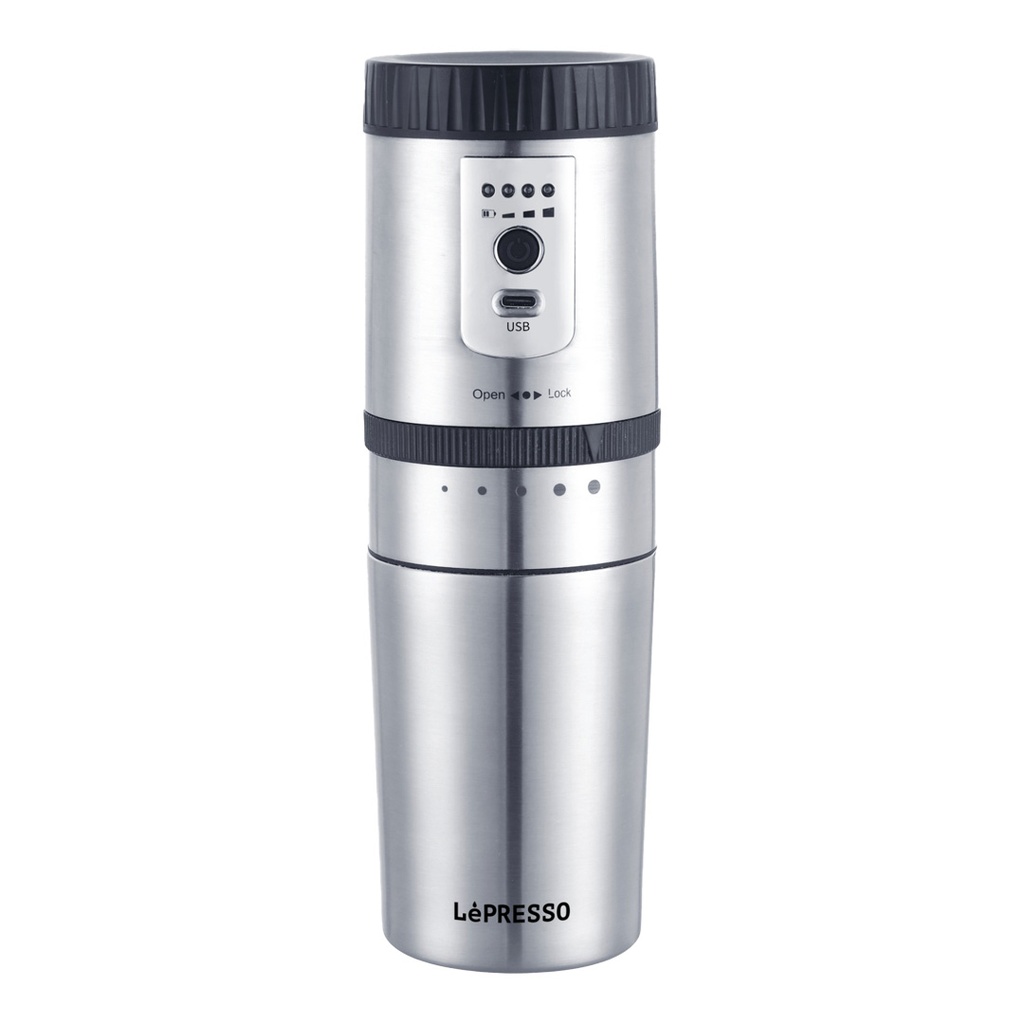 1759336687_157496300_7834953558027.jpg LePresso Portable Mug Burr Grinder Coffee Maker -Silver - Image 1
