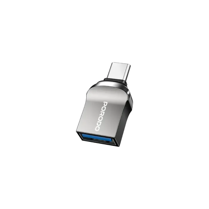 Porodo USB-C OTG Adapter 10Gbps - Zinc Alloy PD-CBL0023-BK