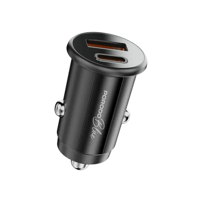 PORODO USB A+C CAR CHARGER WITH C+LIGHTNING CABLE 30W