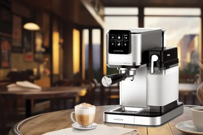 LEPRESSO LATEO 20BAR ESPRESSO COFFEE MAKER WITH MILK FORTHER TOUCH DISPLAY - SILVER