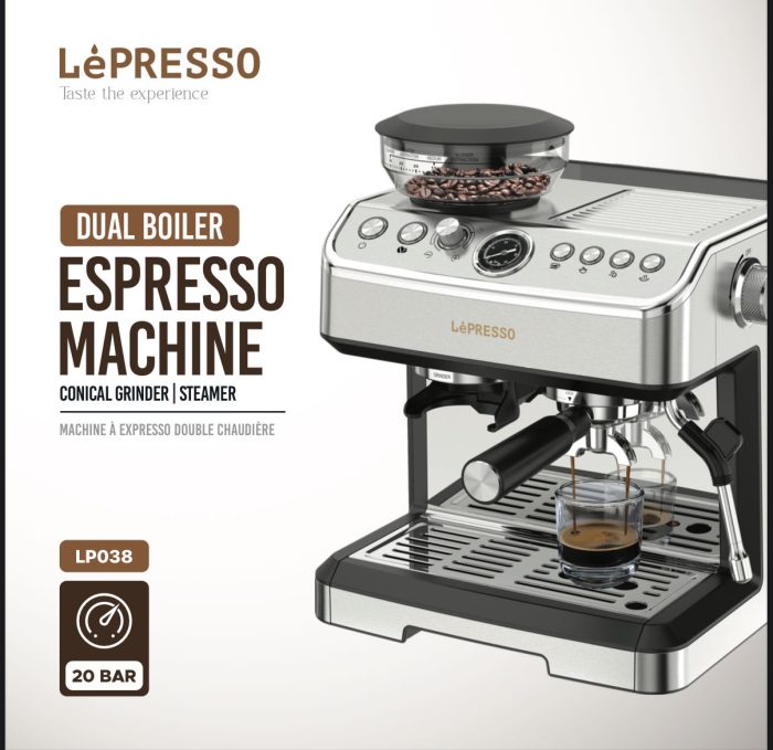 Lepresso Espresso Machine Conical Grinder & Steamer