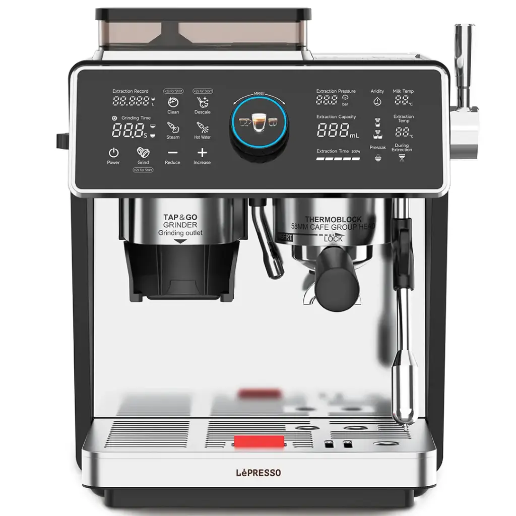 1774857952_284411055_YGFFH.webp LEPRESSO VIVENTE SEMI AUTOMATIC DUAL BOILER COFFEE MACHINE WITH TOUCH DISPLAY SILVER LPCFFVSA0047SL - Image 1